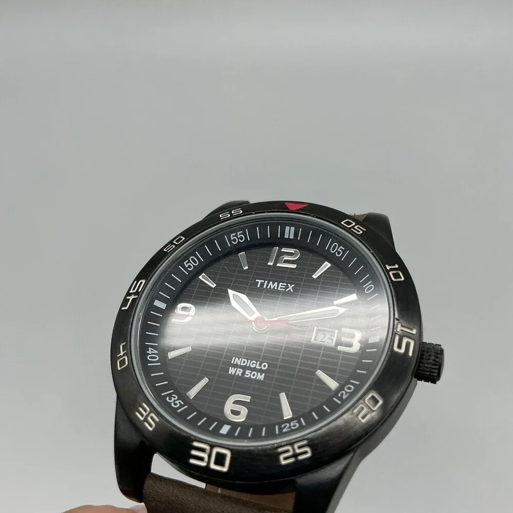 Timex Fairlawn Avenue Indiglo Mens Watch 42mm Black Dial Date New Battery